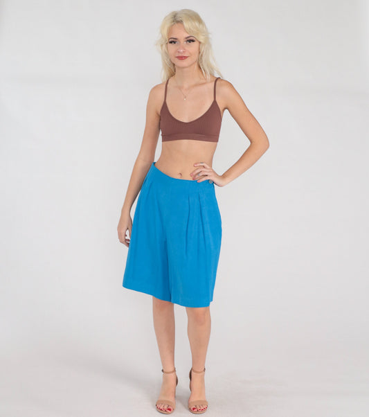 90s Liz Claiborne Blue Wide Leg High Waisted Shorts Medium