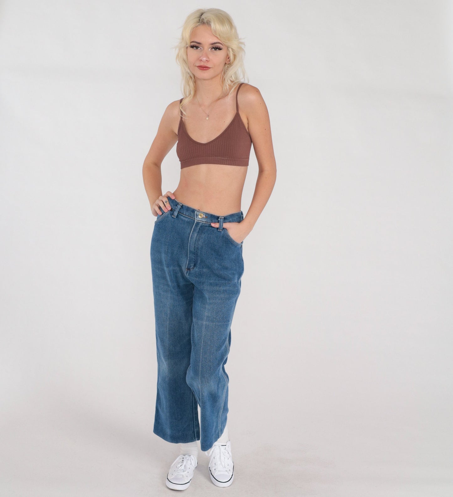 70s Wrangler Bell Bottom Jeans High Waist Flared Blue Denim Small