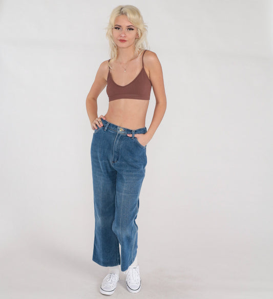 70s Wrangler Bell Bottom Jeans High Waist Flared Blue Denim Small