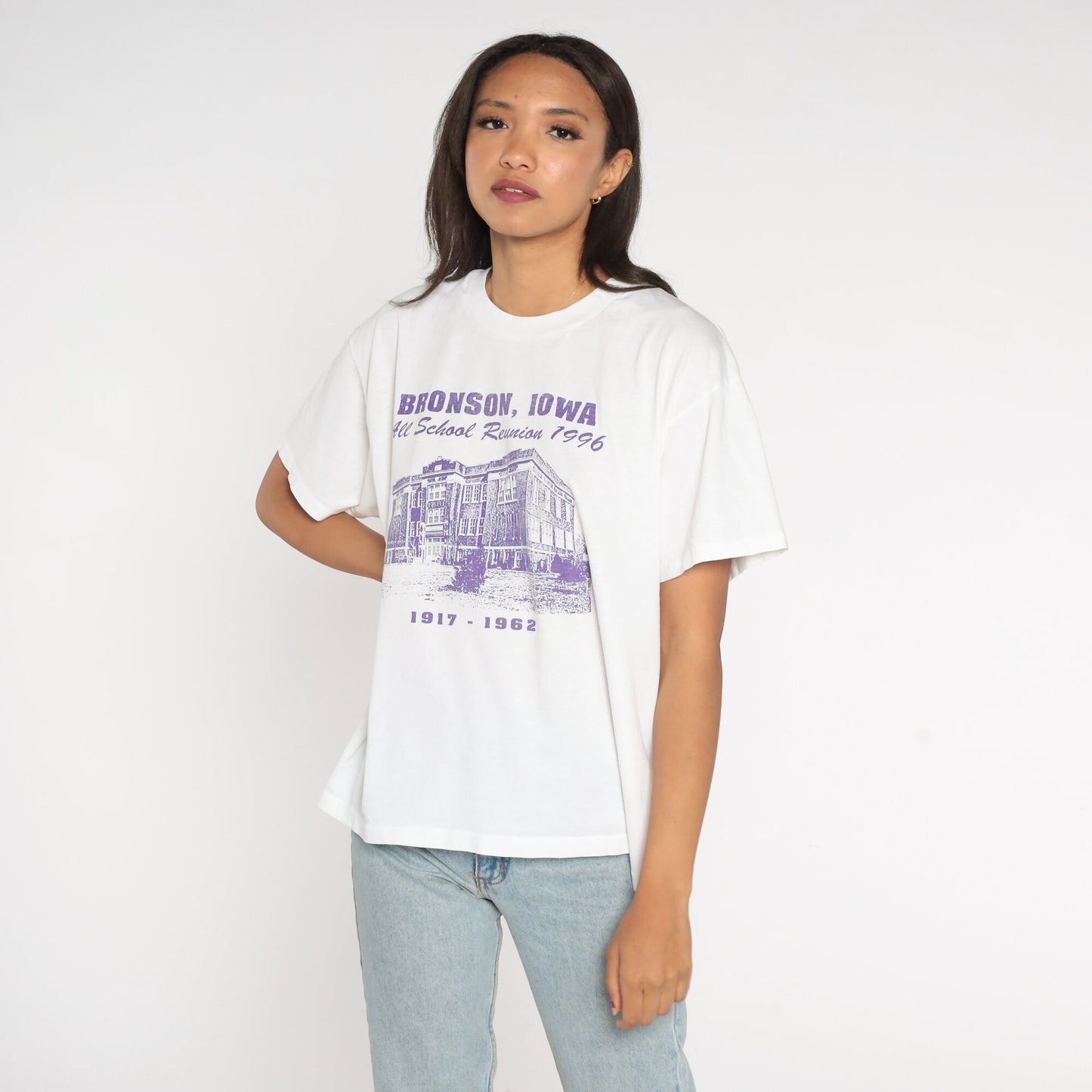 1996 Bronson Iowa School Reunion Graphic Tee White Large L
