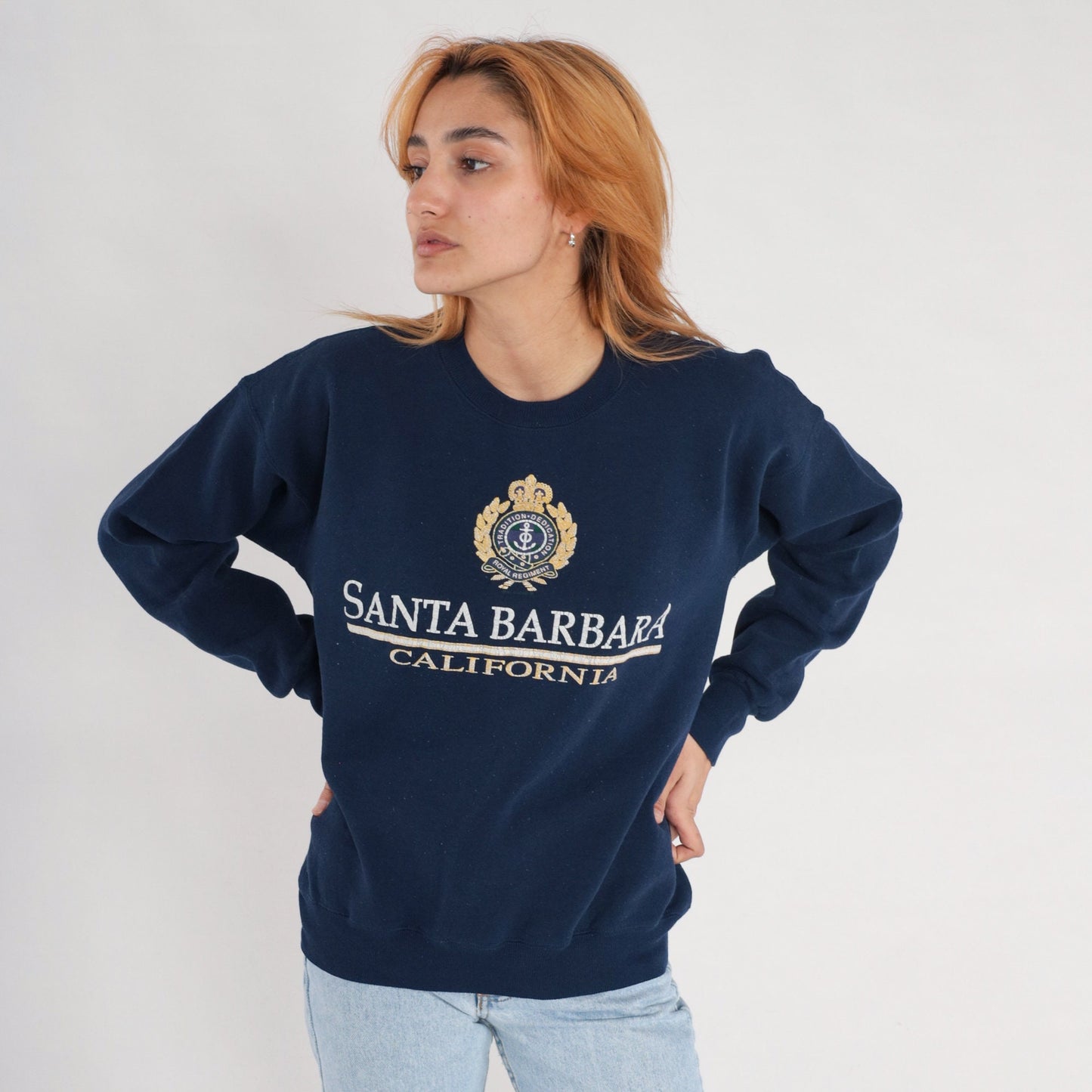 90s Santa Barbara Royal Regiment California Sweatshirt White Graphic Medium
