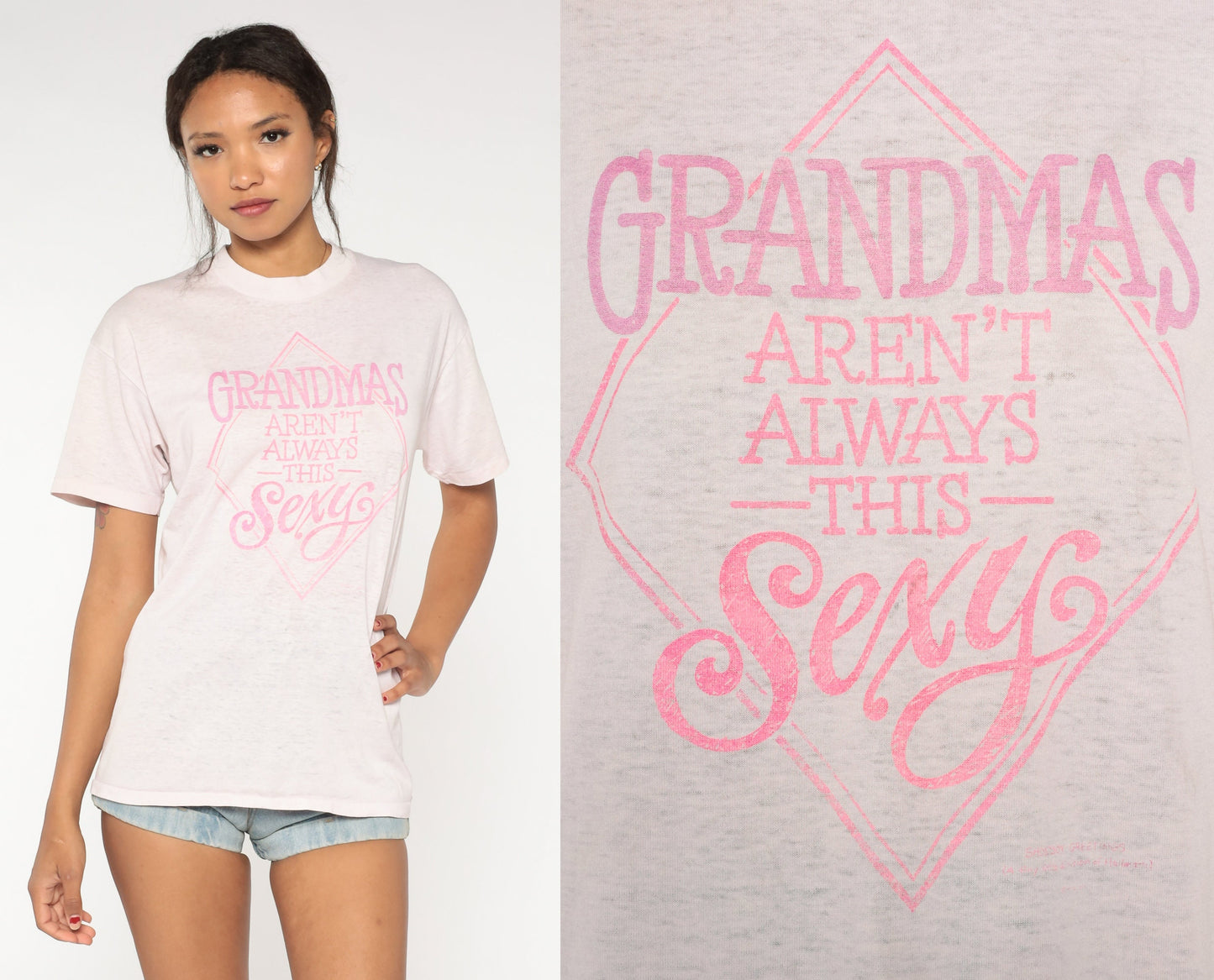 90s Grandma Graphic T-Shirt Pink Burnout Tee Medium