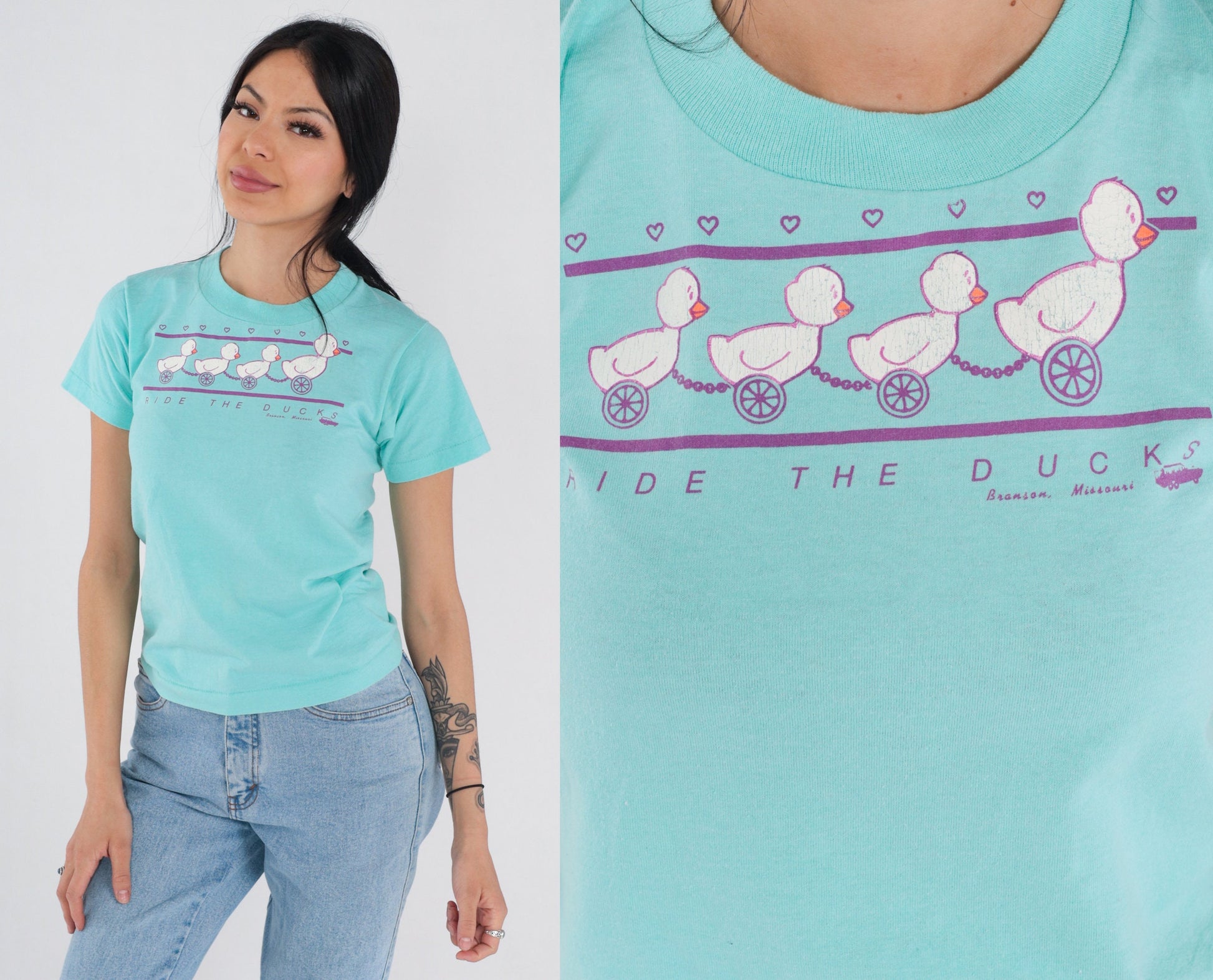 90s Ride The Ducks Branson Missouri Graphic Tee Blue Single Stitch XS
