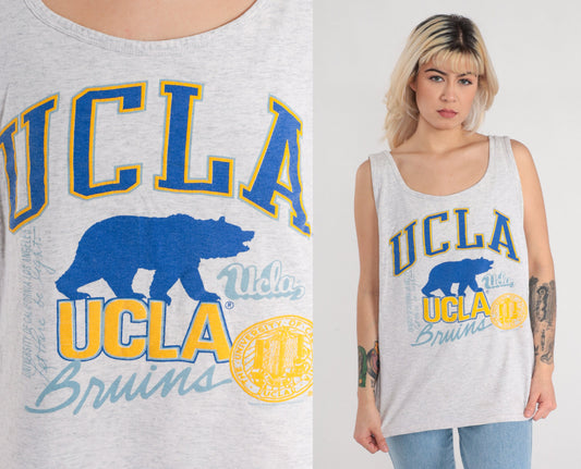 90s UCLA Bruins Tank Top Grey Graphic Single Stitch Extra Large XL