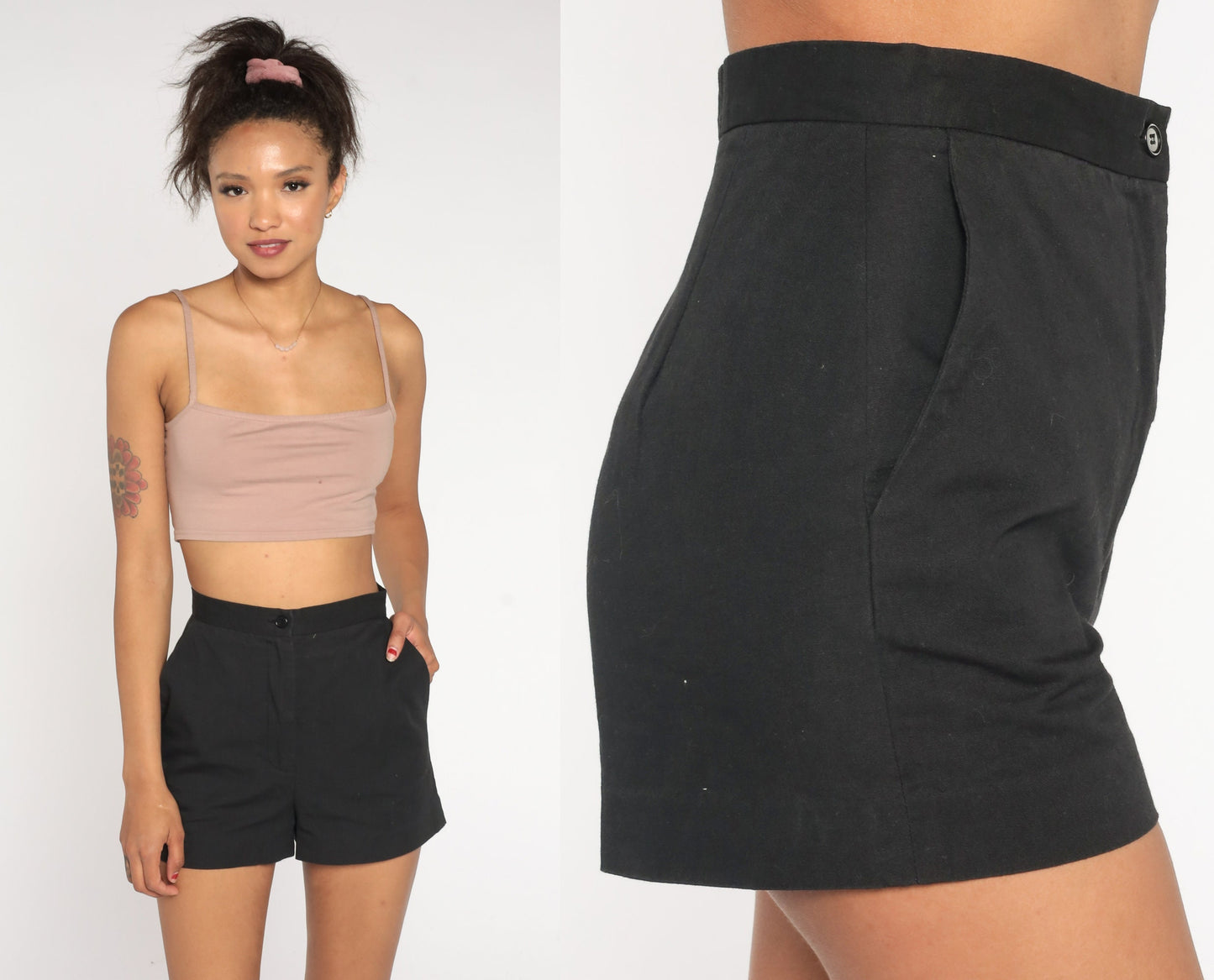 Organic John Patrick Black High-Waist Shorts Cotton Size 2 XS