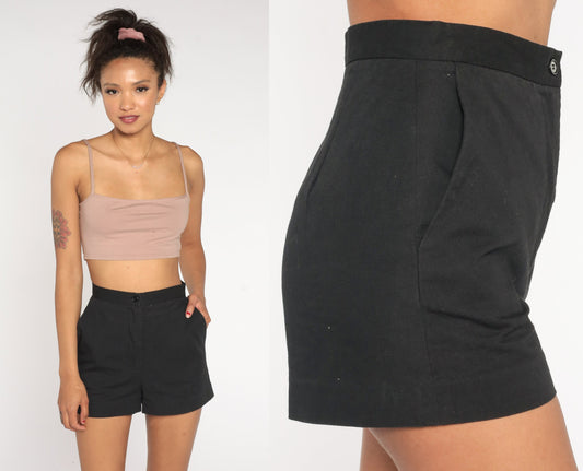 Organic John Patrick Black High-Waist Shorts Cotton Size 2 XS