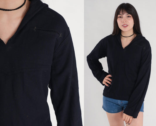 1950s US Navy Wool Uniform Shirt Sailor Collar V-Neck Medium