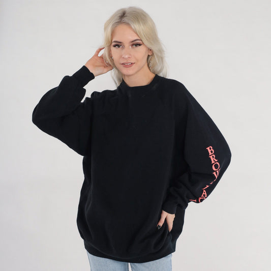 80s Brown Bag University Sweatshirt Black Graphic Crewneck Extra Large XXL
