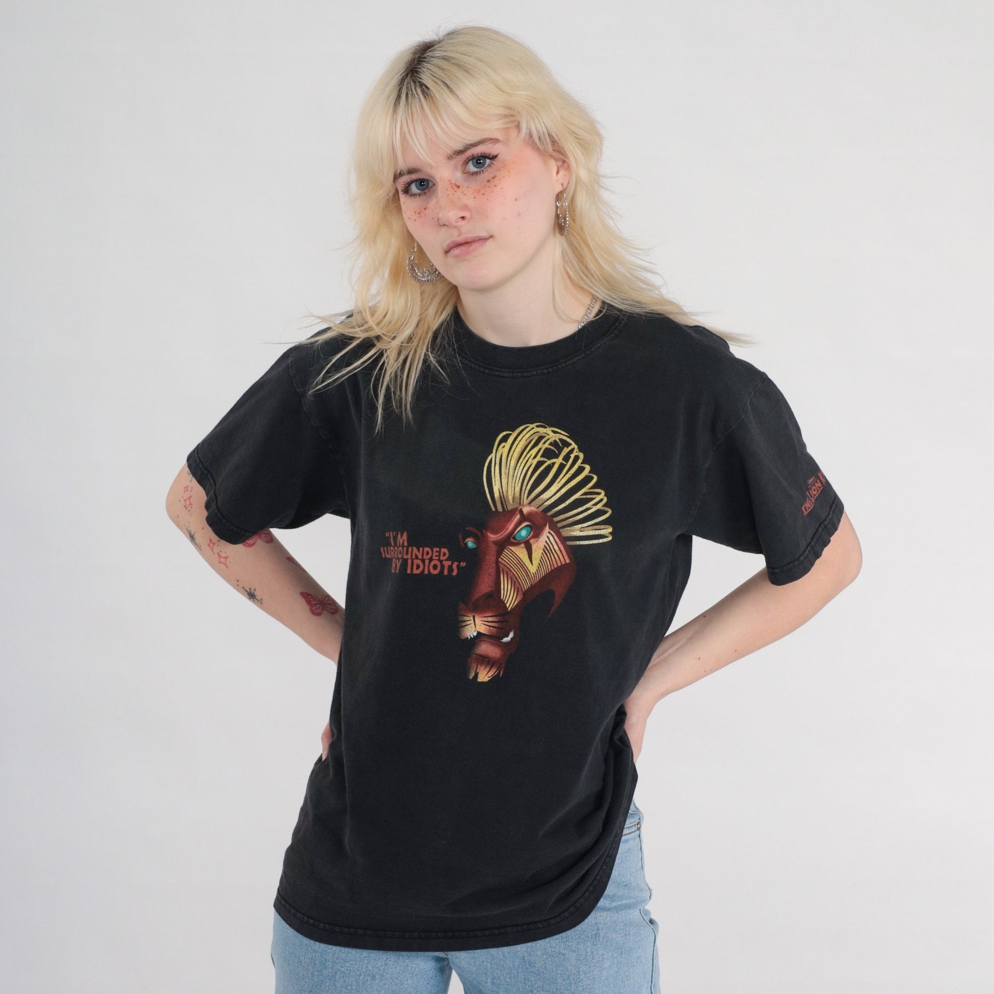 Y2K Lion King Broadway Musical Disney T-Shirt Scar Graphic Black Medium