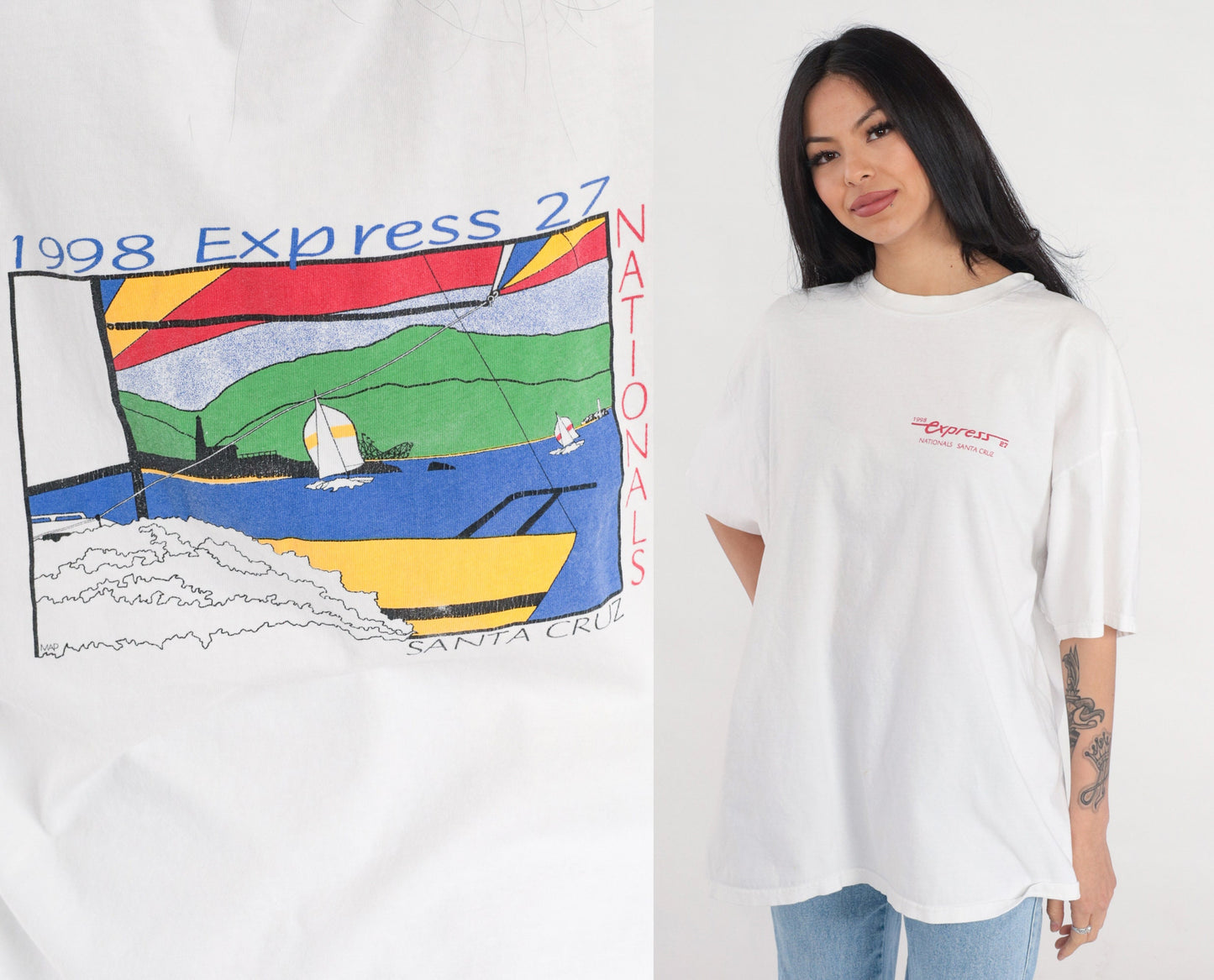1998 Express Nationals Boat Race T-Shirt Santa Cruz Sailboat Graphic XXL