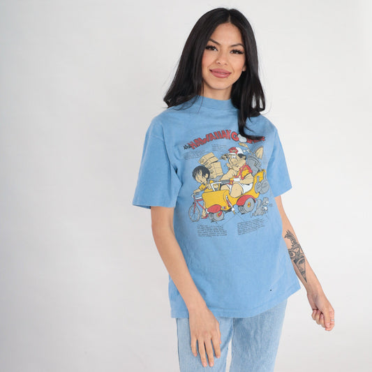 90s Hawaiian Golfer Graphic T-Shirt Blue Funny Sports Joke Tee Medium