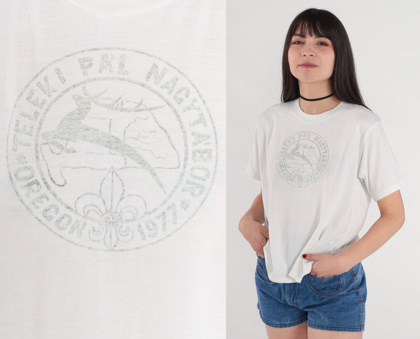 70s Hungarian Boy Scouts Teleki Pál Nagytábor Graphic Tee White Single Stitch Medium