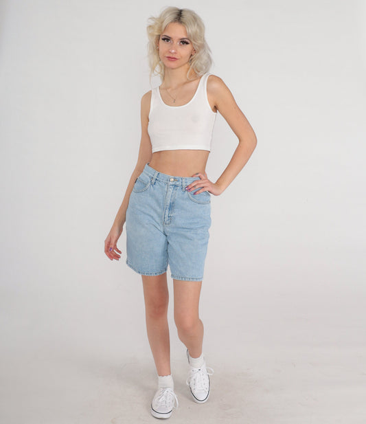 90s Bugle Boy High-Waisted Denim Shorts Blue Small
