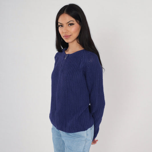 00s Purple Merino Wool Cardigan Raglan Zip-Up Sweater Small S