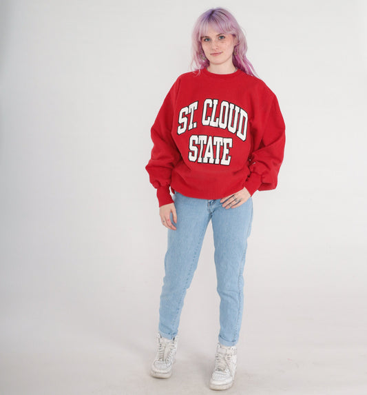 00s St. Cloud State University Champion Sweatshirt Red Crewneck Extra Extra Large XXL