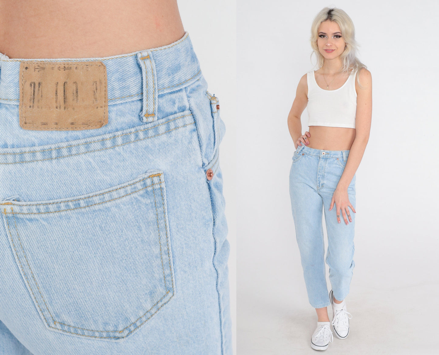90s Light Wash Straight Leg Jeans Ankle Crop Mid Rise Denim Extra Small