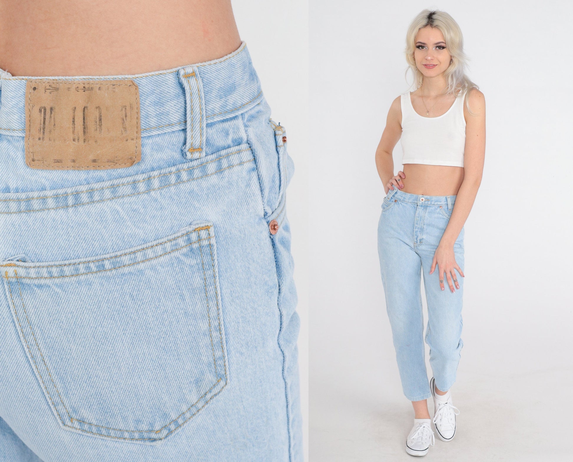 90s Light Wash Straight Leg Jeans Ankle Crop Mid Rise Denim Extra Small