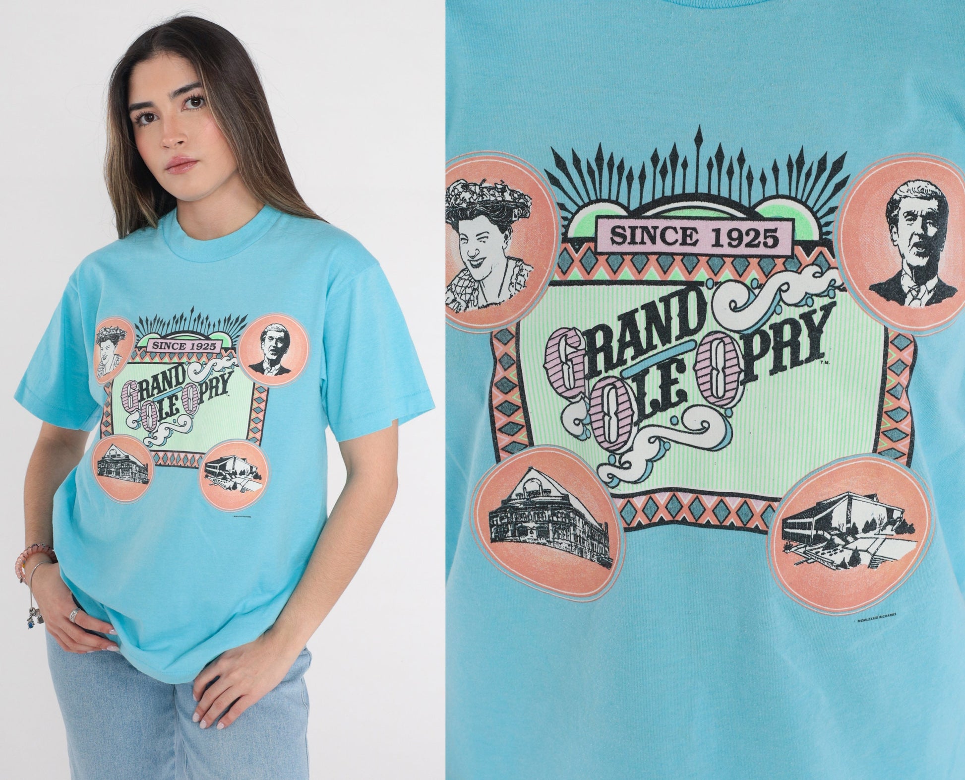 90s Grand Ole Opry Nashville Concert Graphic Tee Blue Single Stitch Medium