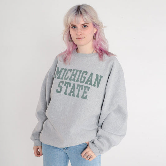 00s Michigan State Spartans Sweatshirt Steve & Barry's Heather Grey Large