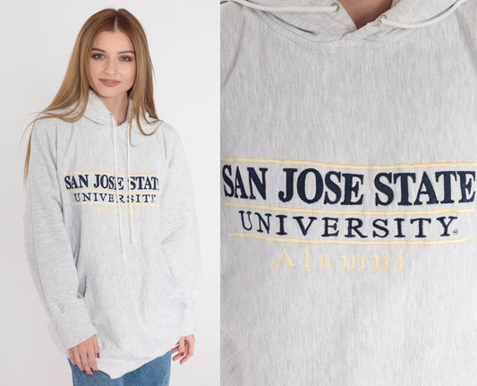 90s San Jose State University Alumni Hoodie Heather Grey Spartans Logo Medium M