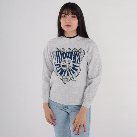 90s Hoover Elementary School Bartlesville Oklahoma Sweatshirt Grey Raglan XS