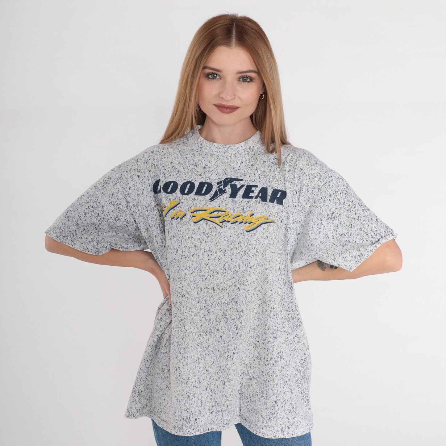 90s Goodyear Racing Paint Splatter Graphic T-Shirt Cotton Extra Large XL