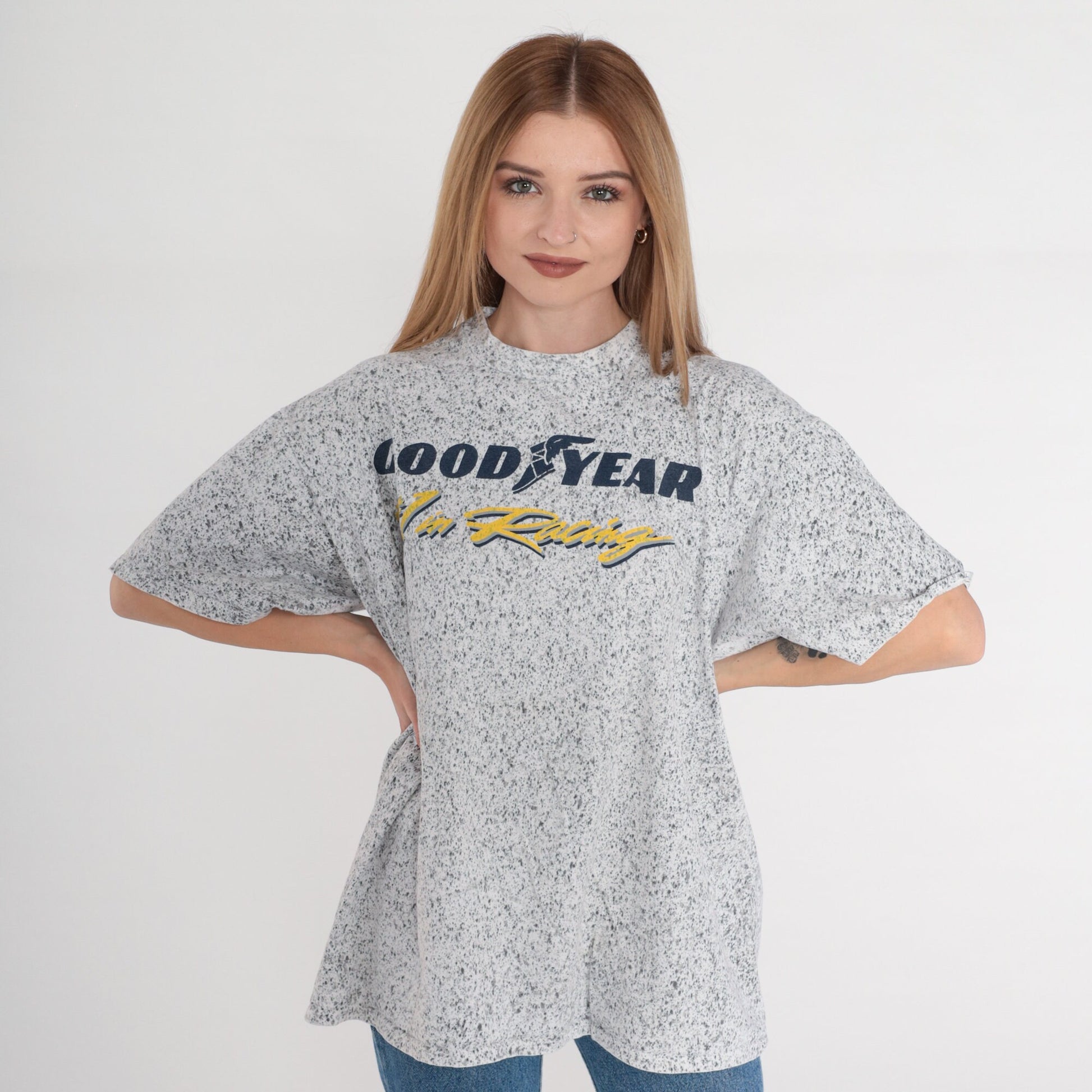 90s Goodyear Racing Paint Splatter Graphic T-Shirt Cotton Extra Large XL