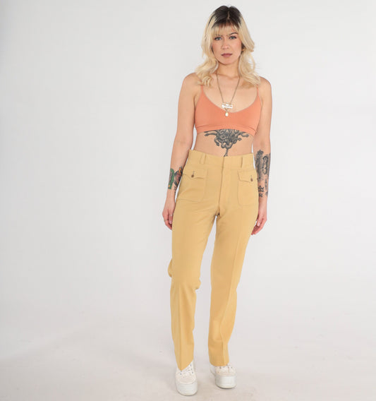70s Sand Bell Bottom Flare Pants High Rise Vintage Small S