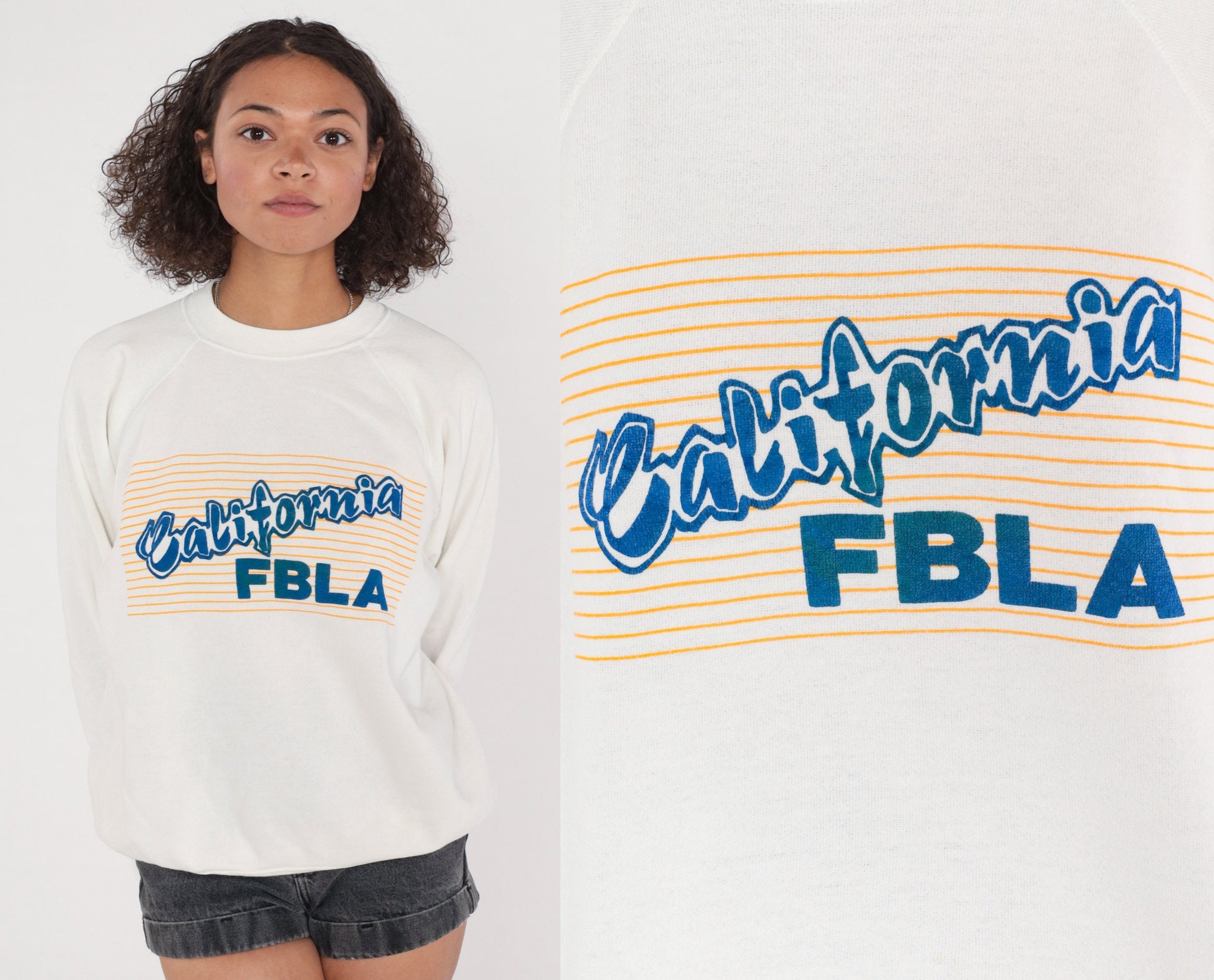 90s California FBLA Future Business Leaders Sweatshirt White Raglan Large L