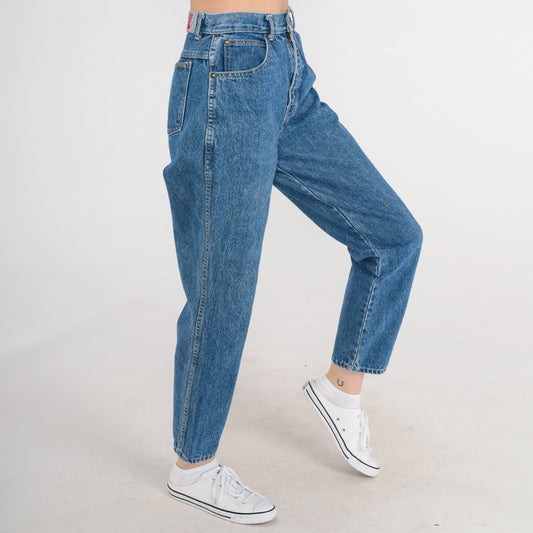 90s High-Rise Tapered Mom Jeans Blue Denim Small 26