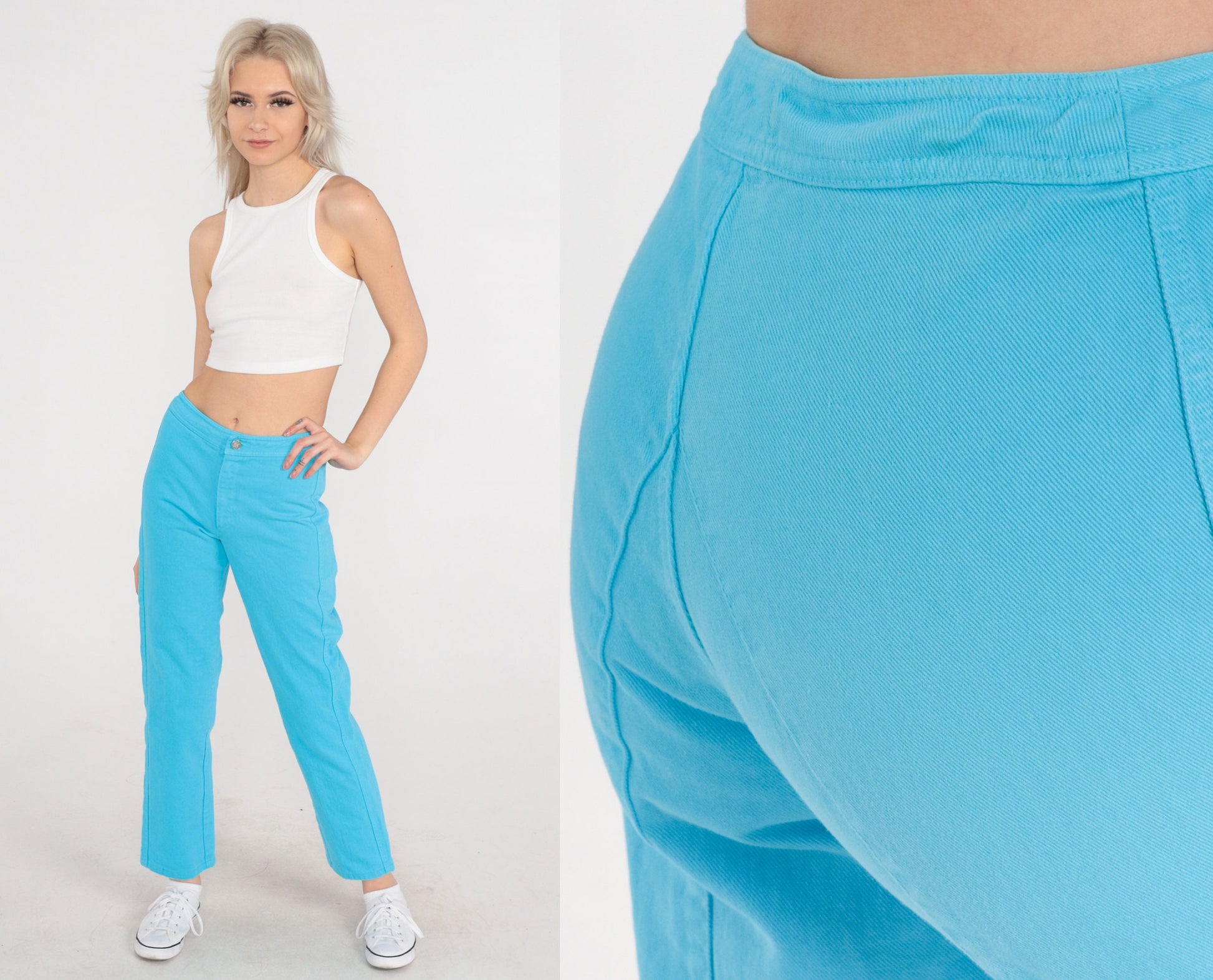 90s Kenzo Bright Blue Mid Rise Straight Leg Jeans Extra Small