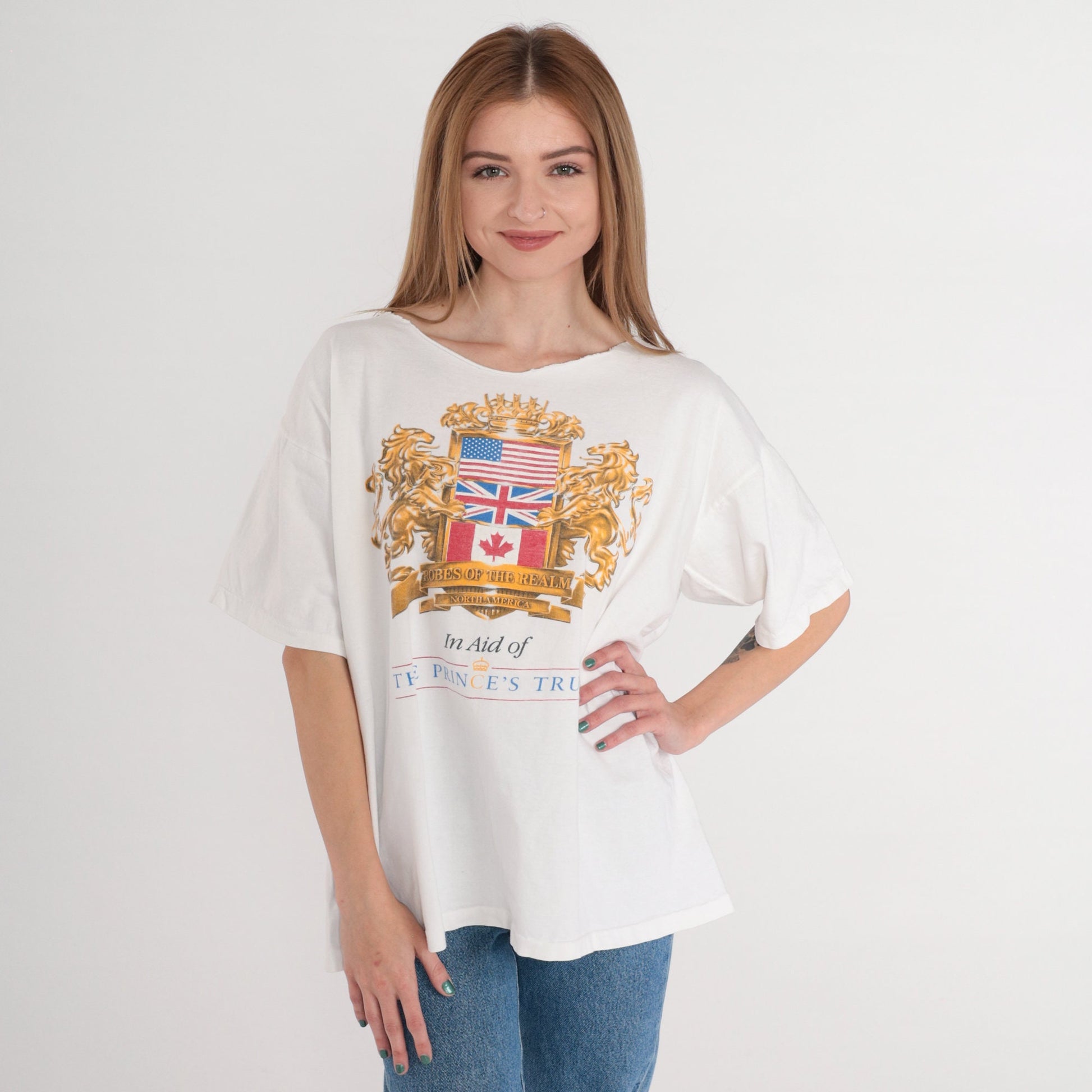 90s Prince's Trust Robes of the Realm Graphic T-Shirt White North America Large L