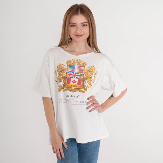 90s Prince's Trust Robes of the Realm Graphic T-Shirt White North America Large L