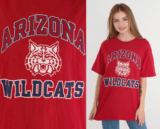 90s Arizona Wildcats University T-Shirt Red Graphic Tee Medium M