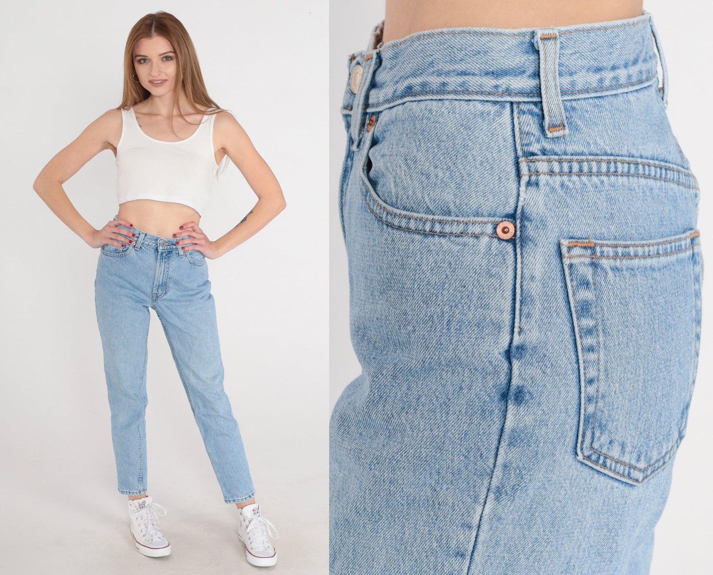 90s Gap Tapered Mom Jeans Light Wash Blue Denim Mid Rise Extra Small