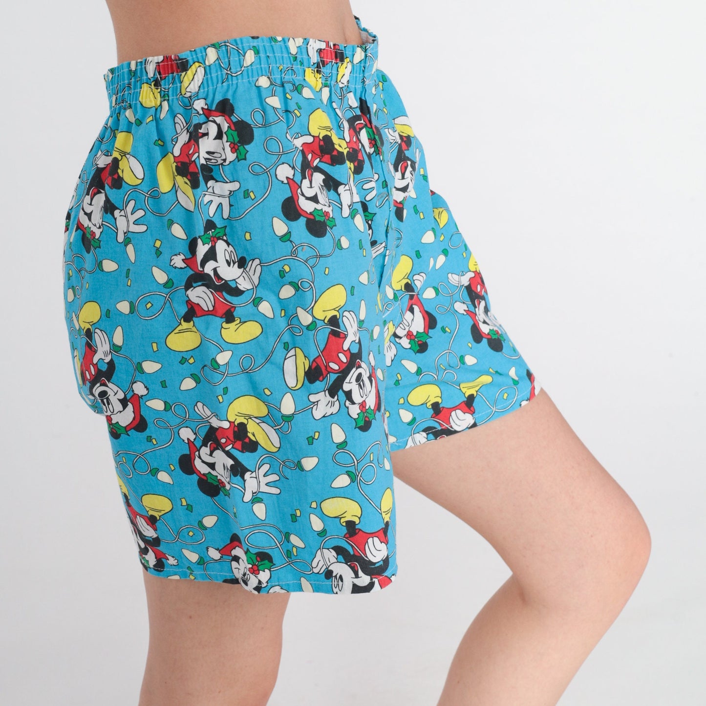 80s Mickey Mouse Christmas Boxer Shorts Blue Cotton Disney Large L