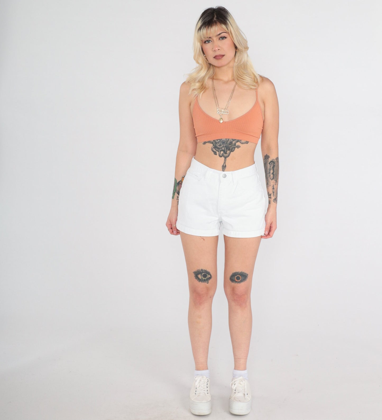 90s Guess White Denim High-Waist Shorts Medium