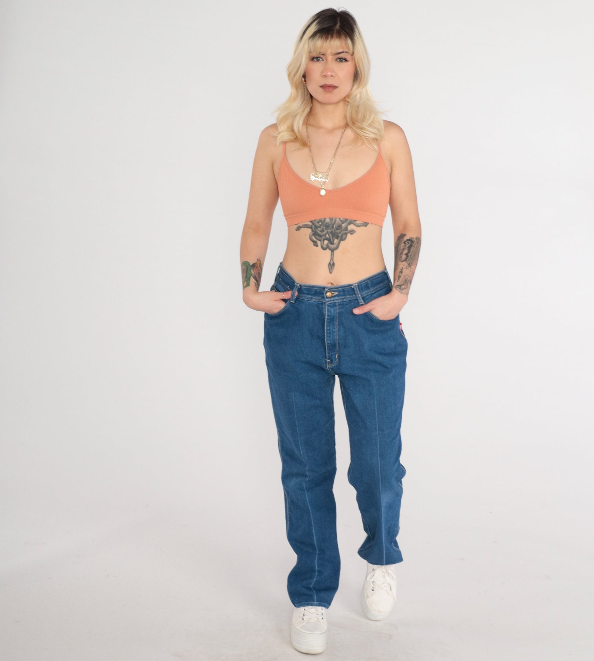 80s Braxton High-Waist Straight Leg Jeans Blue Denim Medium Tall