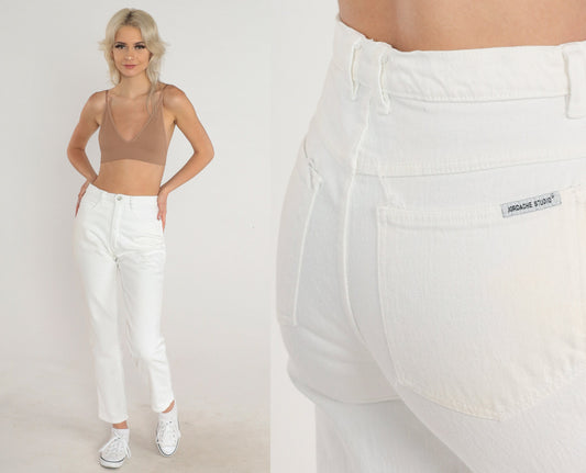 80s Jordache White Denim High-Waist Slim Jeans Extra Small