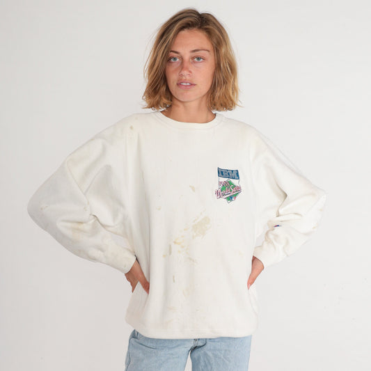 1988 World Series Champion Sweatshirt LA Dodgers Paint Splatter White Large L