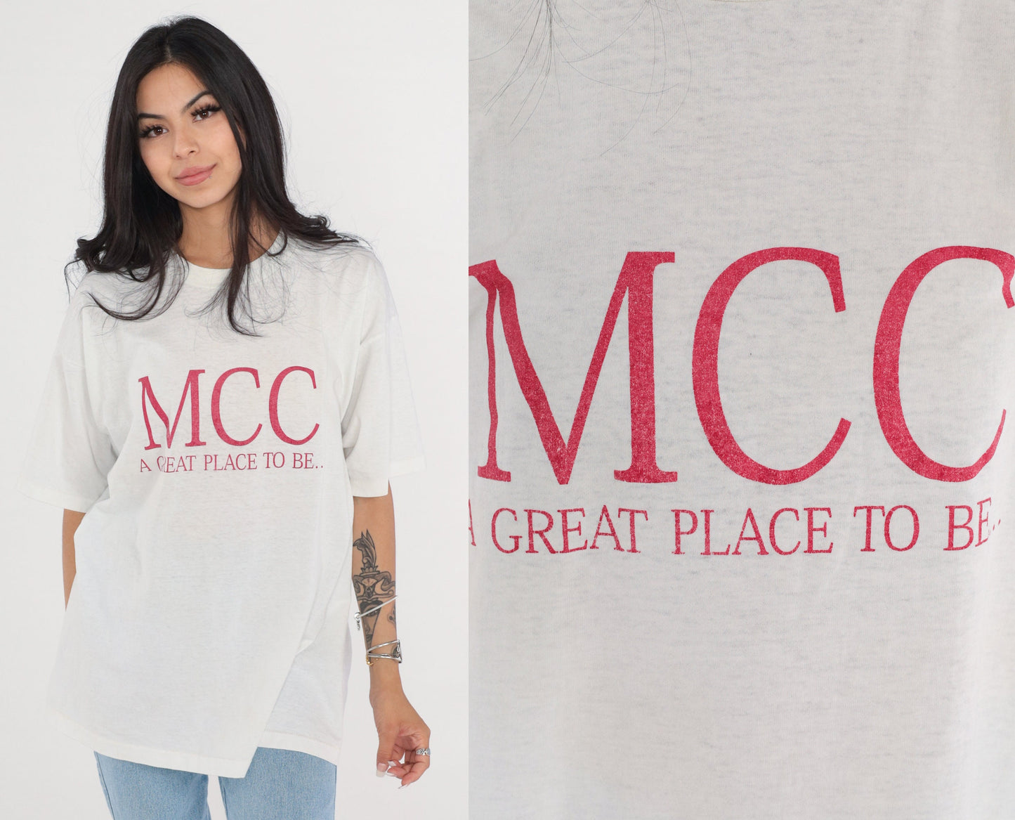 90s MCC A Great Place To Be Graphic T-Shirt White Single Stitch Extra Large