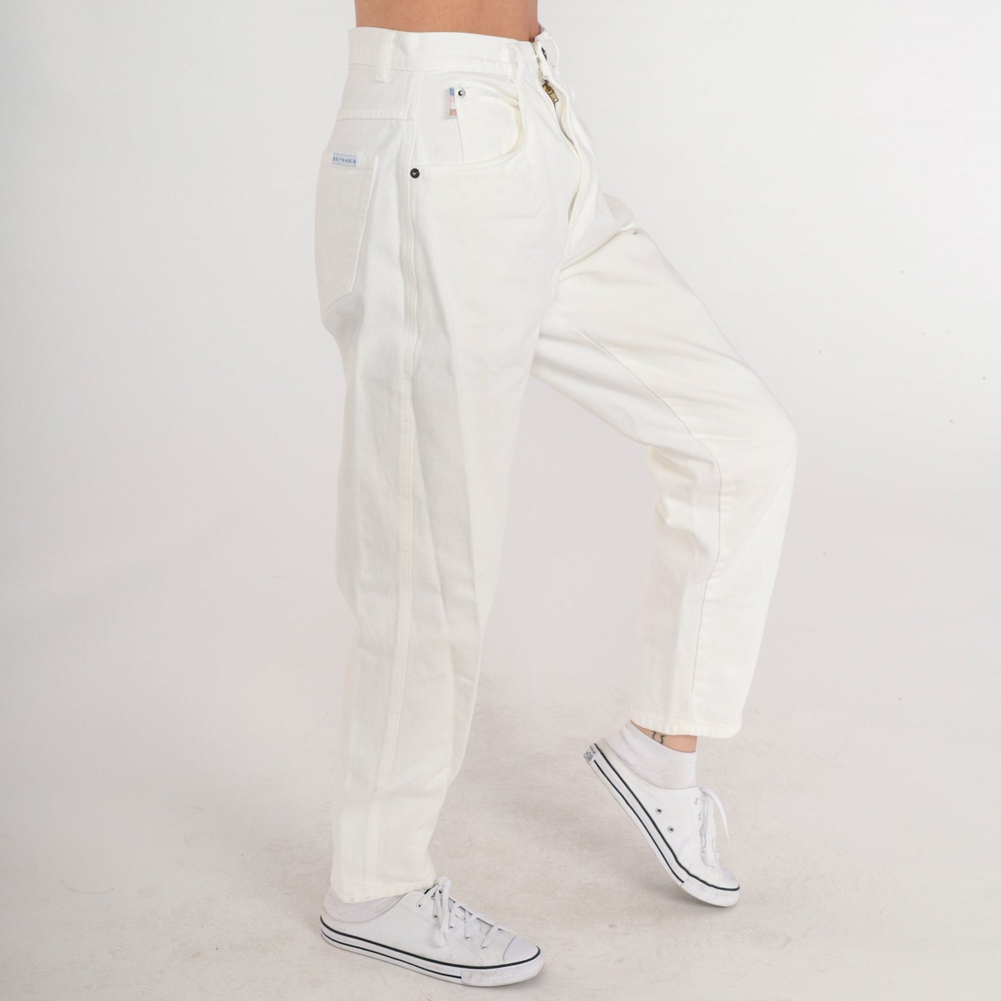 90s Gitano White Denim Jeans Frog Patch High Waist Straight Leg Small