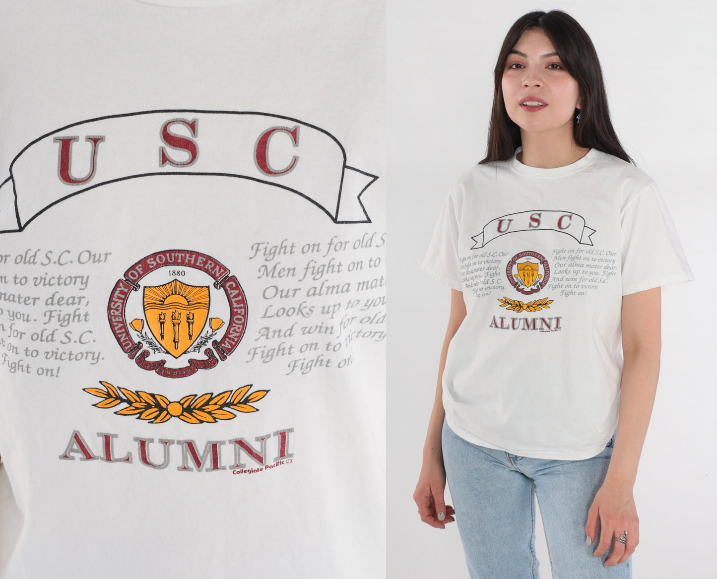 90s USC Trojans Alumni Graphic T-Shirt White Cotton Medium