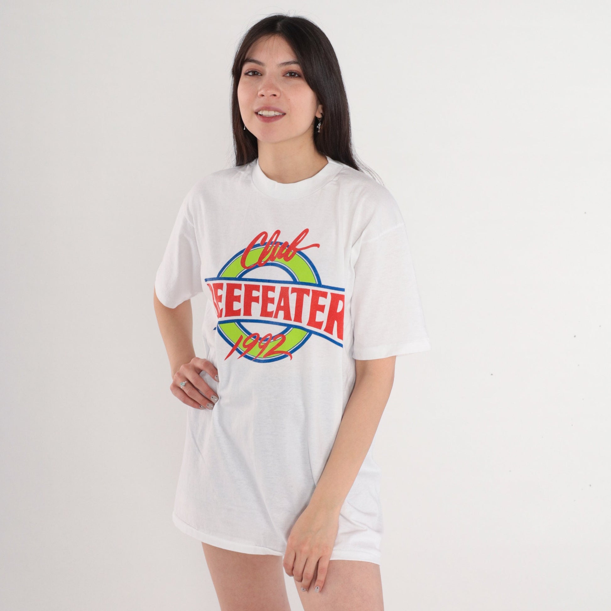 90s Beefeater Gin Club Graphic T-Shirt White Single Stitch Large