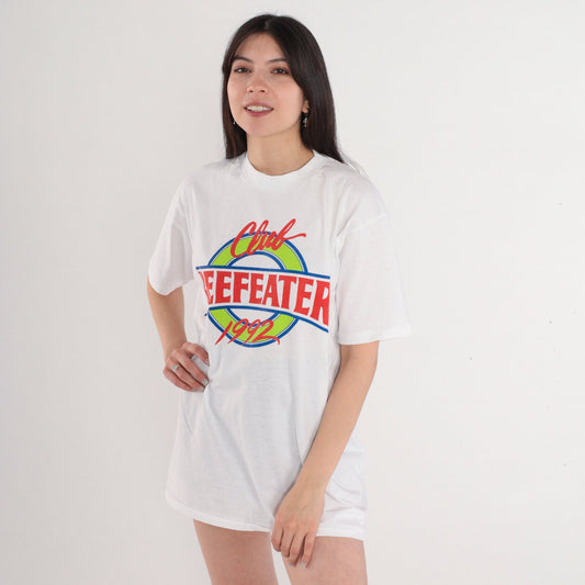 90s Beefeater Gin Club Graphic T-Shirt White Single Stitch Large