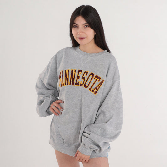 00s Champion Minnesota Golden Gophers Sweatshirt Heather Grey XL
