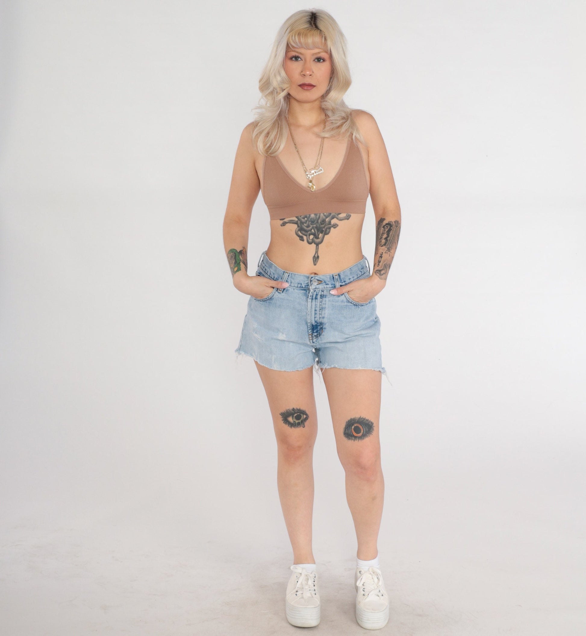 Y2K Express Blues Jean Shorts Mid Rise Denim Cutoff Medium 9