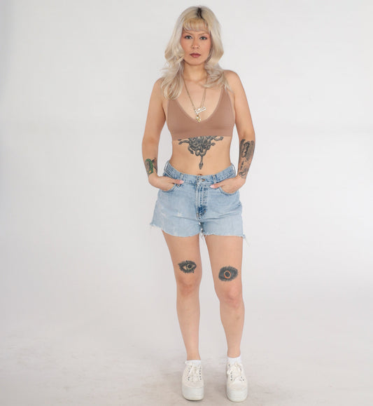 Y2K Express Blues Jean Shorts Mid Rise Denim Cutoff Medium 9