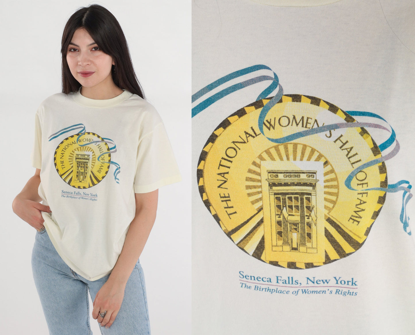 90s National Women's Hall of Fame Graphic Tee White Single Stitch Medium M