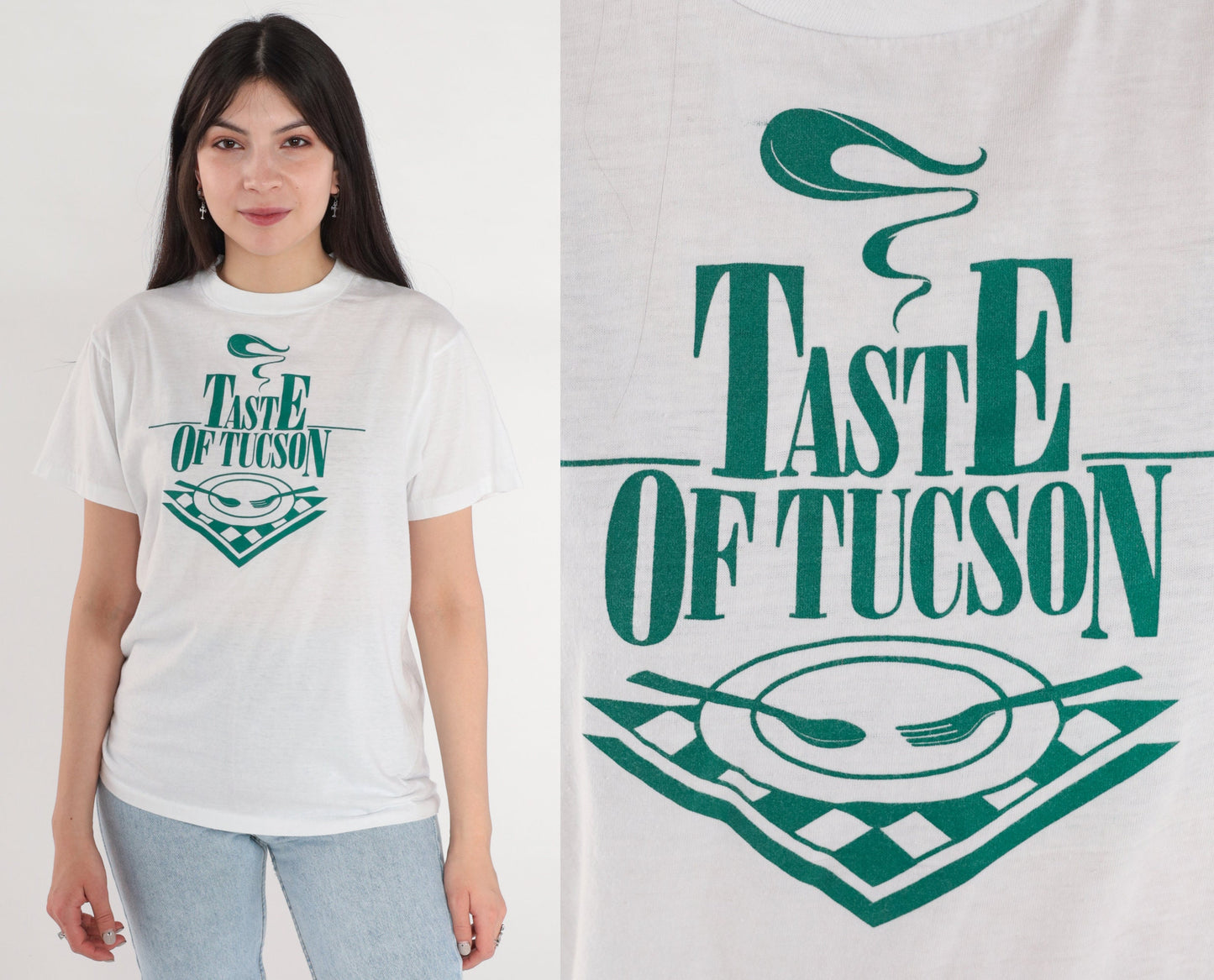 90s Taste of Tucson Arizona Graphic T-Shirt White Single Stitch Medium M